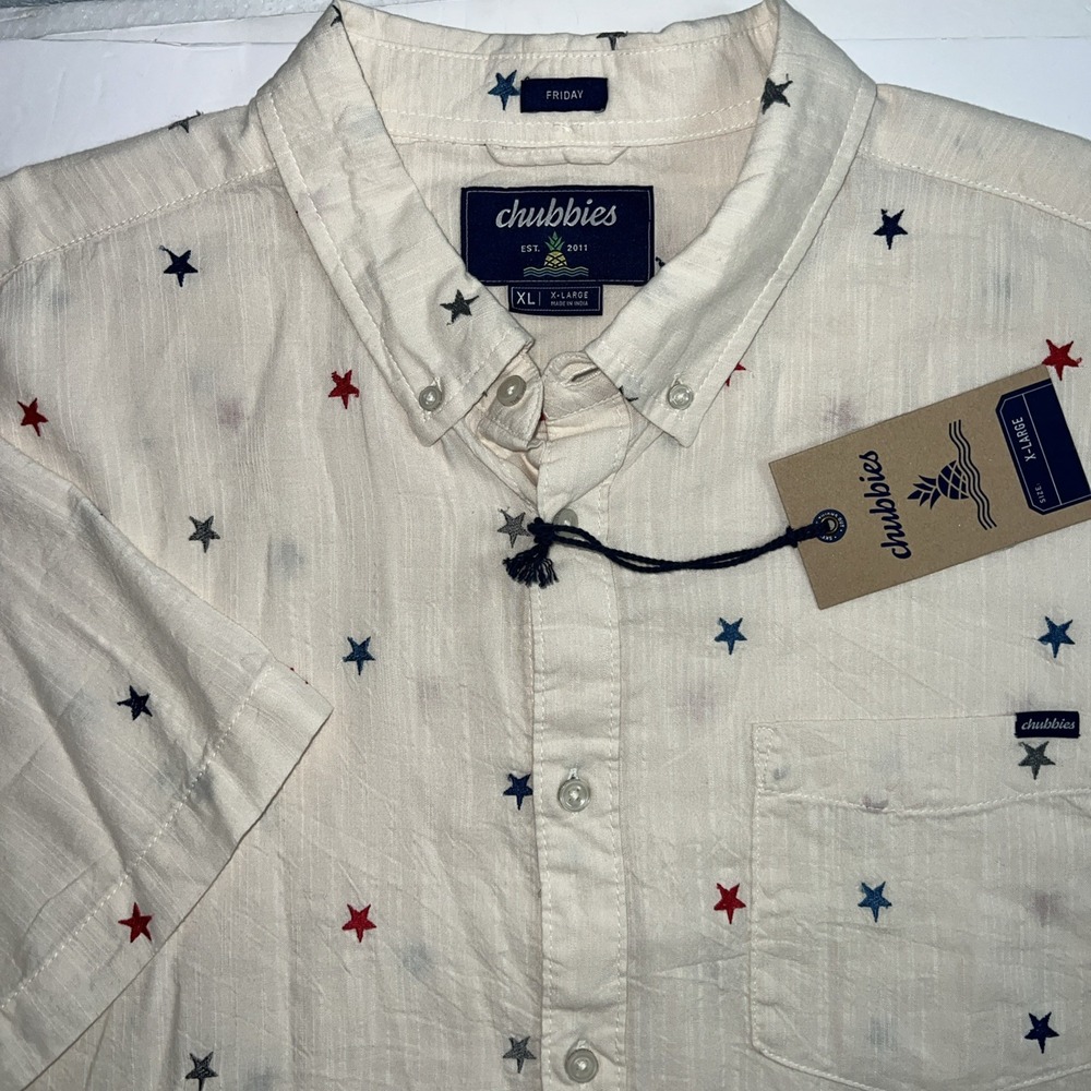 Chubbies Men's Size XLarge The All Stars No Stripes Weave Friday Shirt-NEW